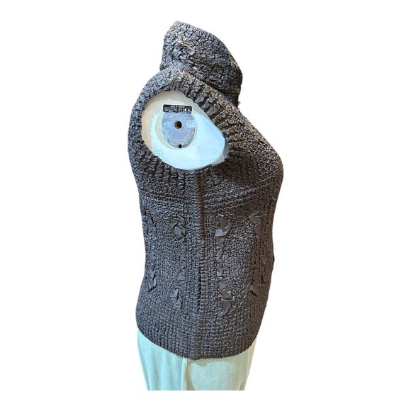 Jerry T Size 1X Brown Stretchy Crinkly Sparkly Zip 2-Pocket Women's Vest - Picture 2 of 9